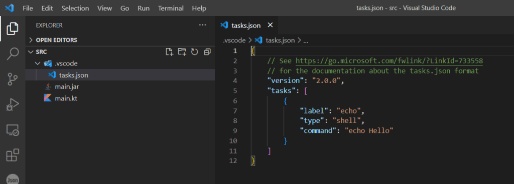 vscode task json