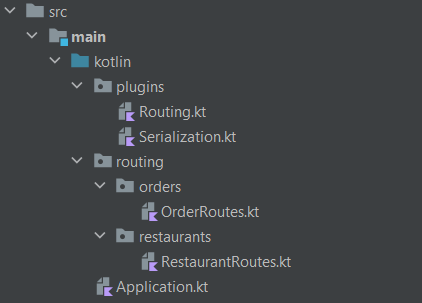 Ktor web api folder structure with routing.